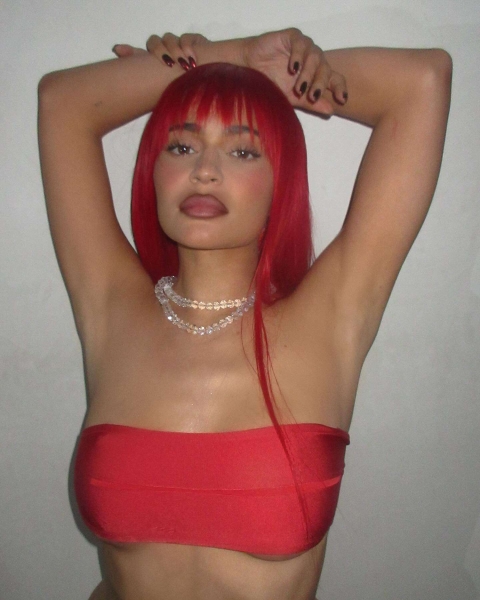 Kylie Jenner's Chrome Nails Match Her New Cherry Red Hair