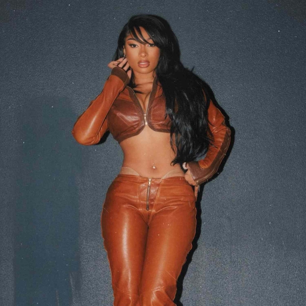 Megan Thee Stallion's Chocolate Nails Match Her All-Leather Look