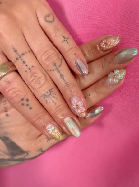 Rita Ora's Shimmery Floral Manicure Is Straight Out of a Fairy Tale