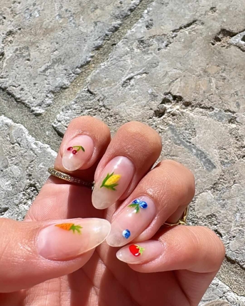 Hailey Bieber's "Farmers' Market" Nails Are the Cutest Summer Mani