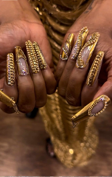 Taraji P. Henson's Gold Chain Nails Are the Summer Mani of Our Dreams