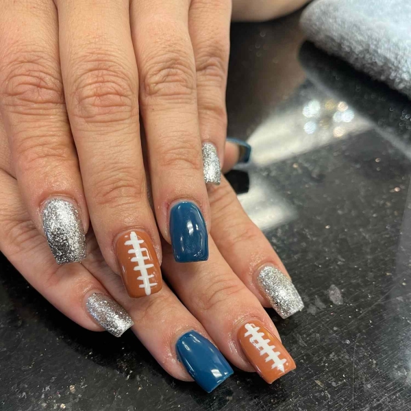 17 Football-Inspired Nail Designs For a Winning Game-Day Manicure