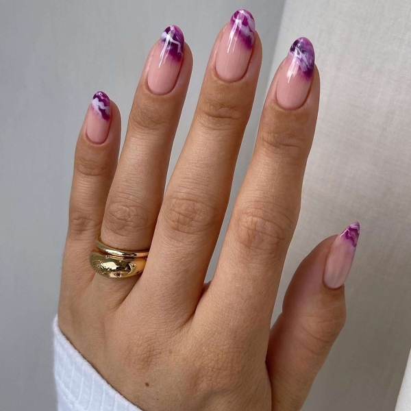 15 Purple French Manicure Ideas, From Glittery Tips to Lavender Accents